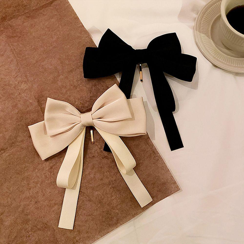 Vintage Bow Big Hair Hook Satin Women Hair Clips Hairpins Ponytail Holder Buckle Korean Barrettes