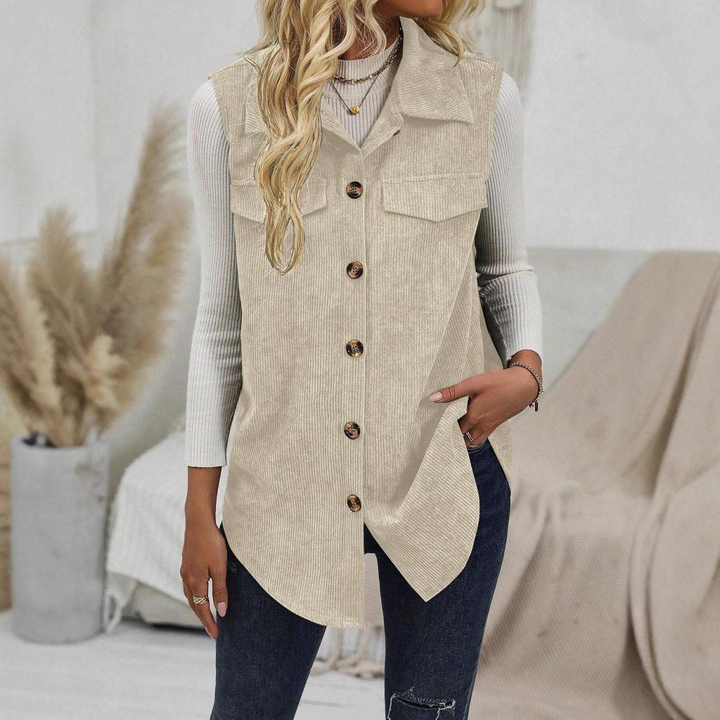 Spring and Autumn Women's Waistcoat, Lapel Cardigan, Casual Commuting Women's Vest