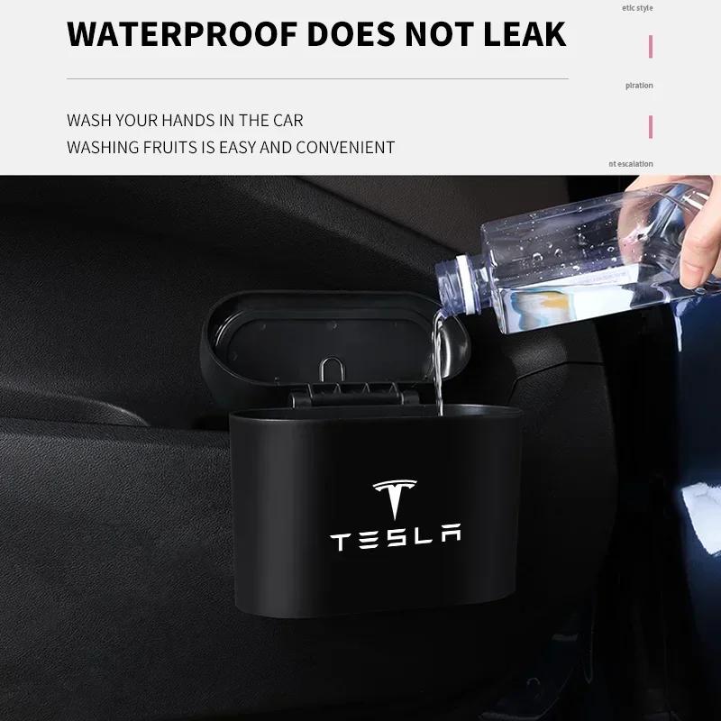 Car Sticker Tesla Car Trash Bin Hanging Vehicle Garbage Can Dust Case Storage Box For Tesla Model 3 Model S Model Y Roadster Spa