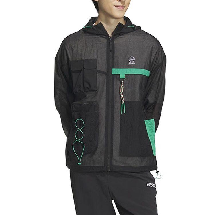 Adidas Neo Jackets Men's Black Hooded Moderate Workwear IA6858