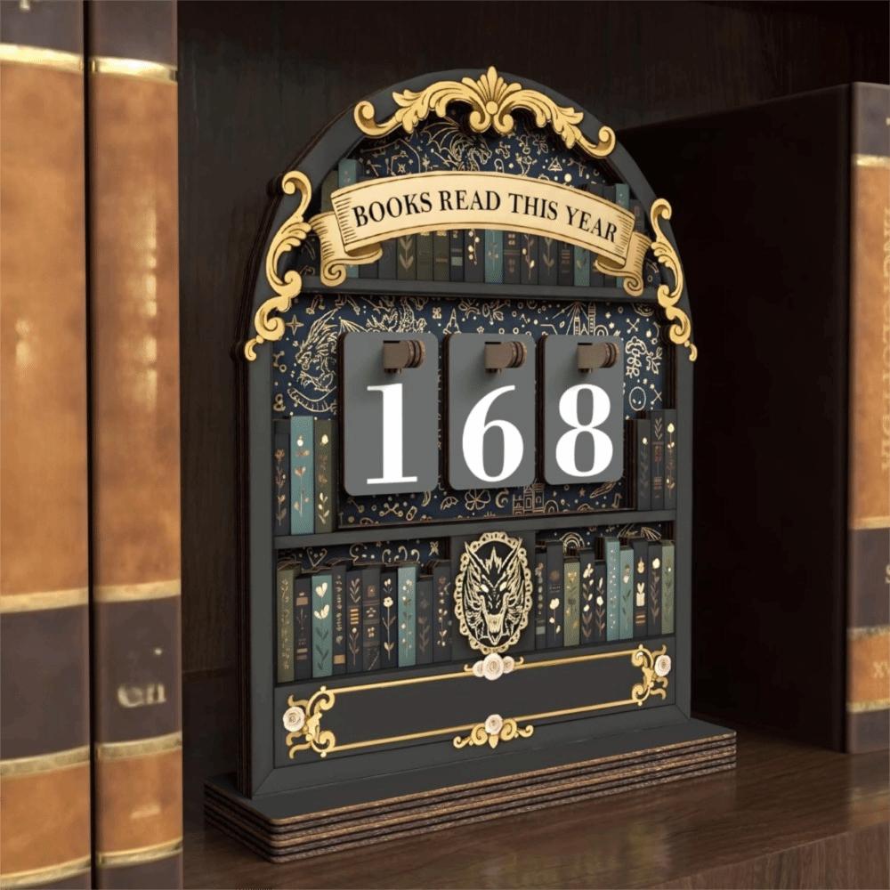 Classic Wooden Reading Challenge Tracker Handmade Retro Reading Book Counter Household DIY Reading Book Signage Study