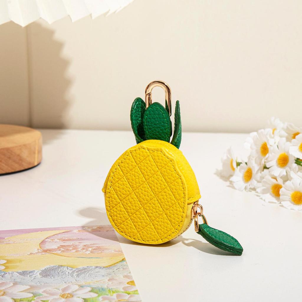 Cross-border Spot Bag Charm: Fruit Series Coin Purse, PU Leather Keychain, Earphone Bag - Small & Cute
