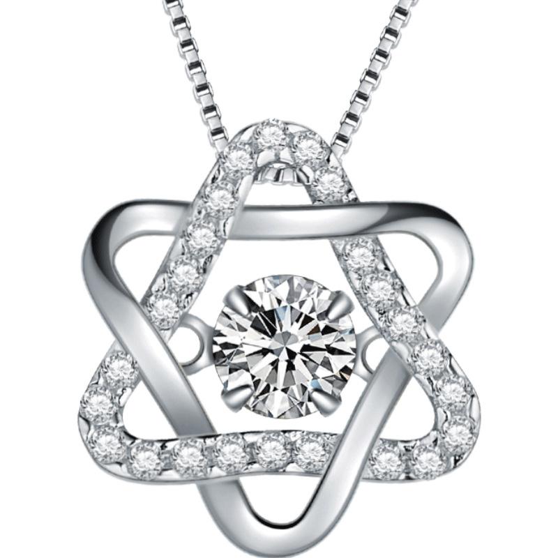 Умное ожерелье с подвеской в виде гексаграммы, корейская версия, модное простое бриллиантовое бьющееся сердце, нишевый дизайн, смысл