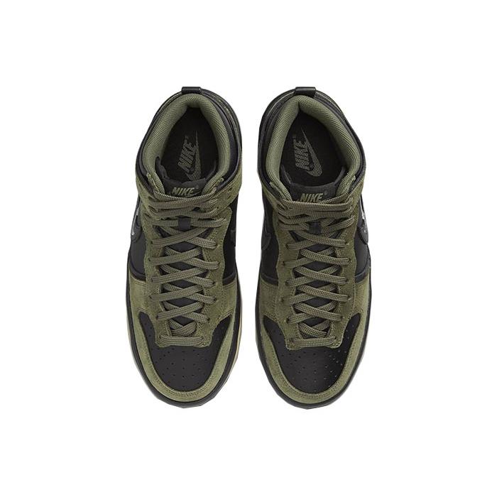 Nike Dunk High Up Medium Olive Black Velvet Brown Wolf Grey Женские DH3718-200