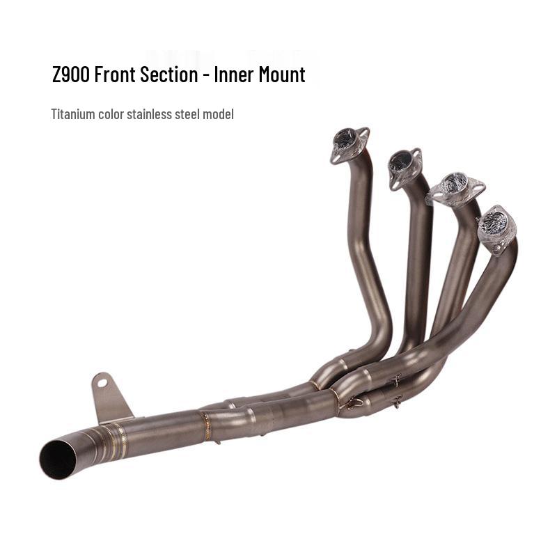Kawasaki Z900 Titanium SC Exhaust System: Blue-Baked Front Section for Motorcycle Modification