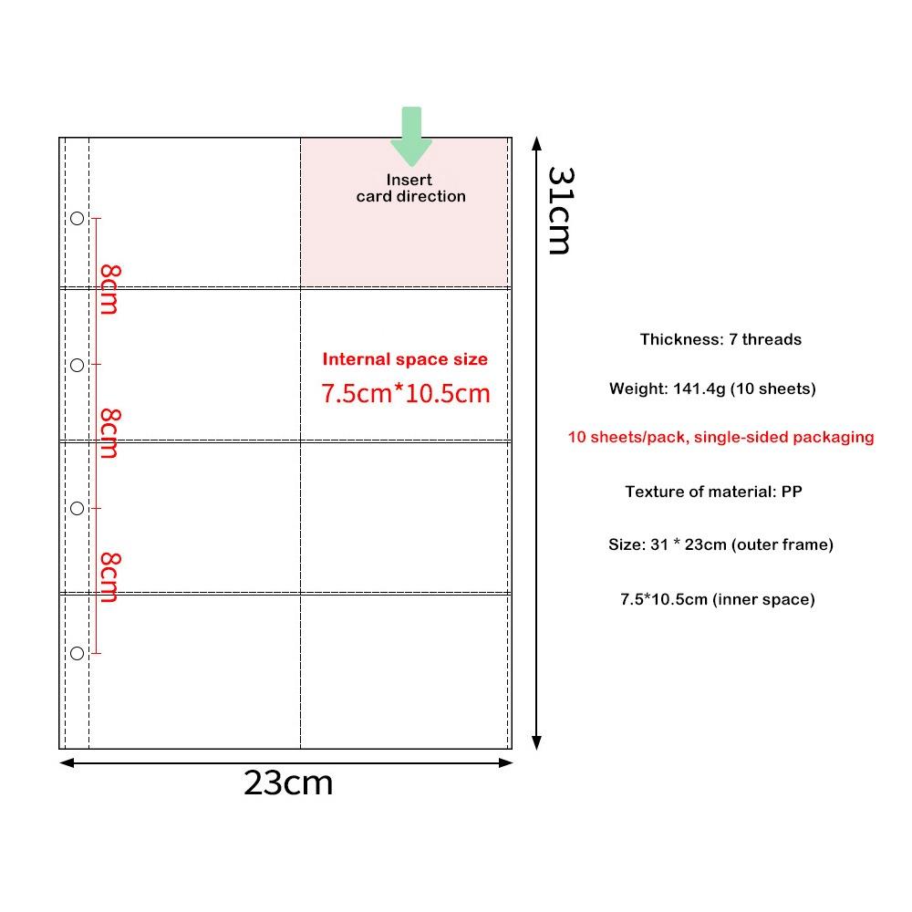 10PCS Transparent A4 Kpop Photocard Binder Multiple Pockets Photo Album Card