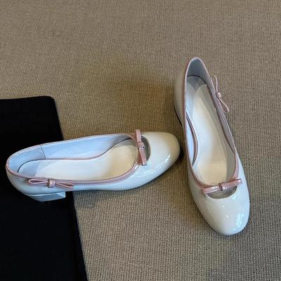 Версия из овчины~ Нежная кожа с бантом маленькие одинарные туфли женские на одном ремешке с круглым носком туфли Мэри Джейн женские