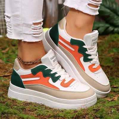 Модные кроссовки Женские цветные кроссовки на шнуровке Дышащие кроссовки Женские кроссовки для кампуса Показывающие стопу Мягкая кожа Повседневная обувь Женская
