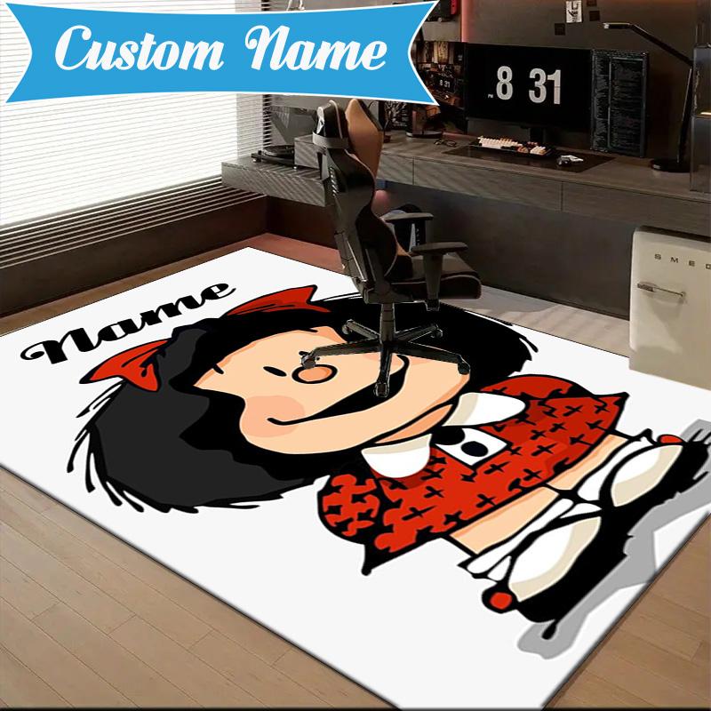 Custom Name Mafalda's Portrait Rug Game Carpet, Floor Mat for Bedroom Living Room Entryway Rug, Home Decor Idea Gift for Christmas birthday