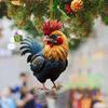 Рождественская елка, украшение в форме курицы, реалистичный внешний вид, мультяшный подвесной кулон, кольцо для ключей от автомобиля, украшение, подарок