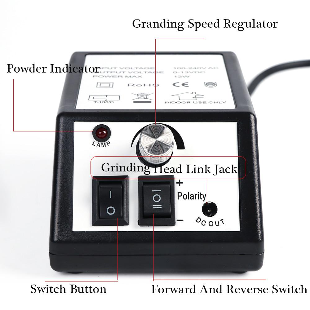 Черная электрическая дрель для ногтей, 20000 об/мин, набор для профессионального маникюра, педикюра, пилочка для ногтей, оборудование для дизайна ногтей, набор инструментов SA885-1