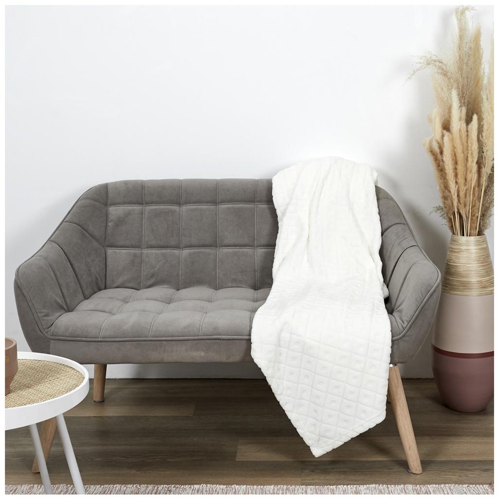 Les Trésors De Lily [A3514] - Бархатное одеяло цвета слоновой кости «Скарлетт». (рельефный) - 140x200 см