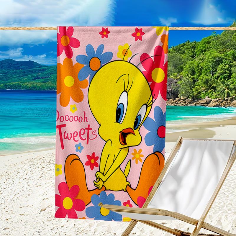 1pc Tweety1 Beach Towel, Beach and Seaside Swimming Pool Equipment, Fashion Pattern, Rectangular, Travel Essentials