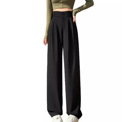 Серые узкие широкие брюки для женщин на весну и осень, новые, с высокой талией, для грушевидной фигуры, большого размера, прямые, повседневные костюмные брюки