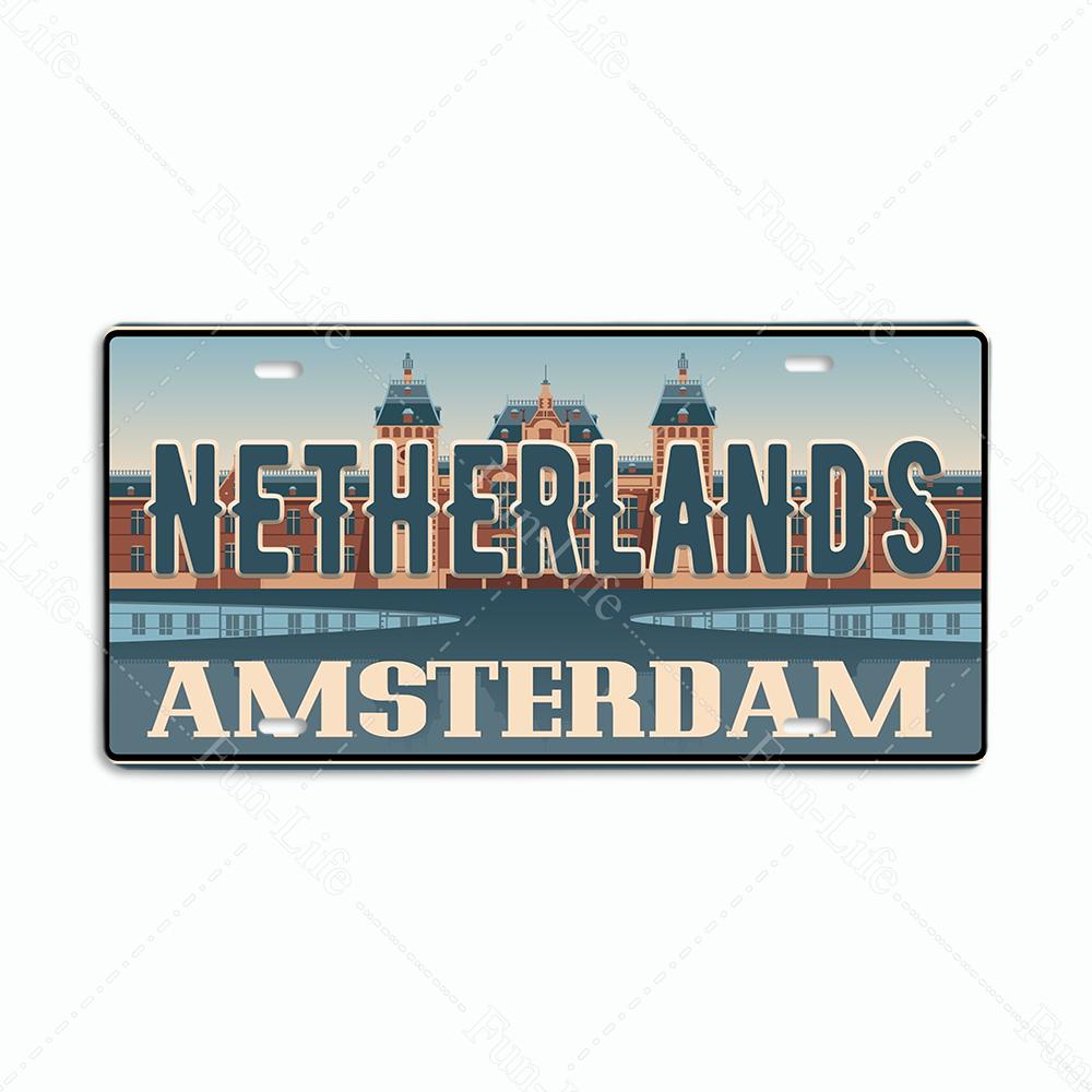 Винтажный плакат с номером автомобиля Испании/СИДНЕЯ Популярный город Бразилия Национальный флаг Ретро жестяные знаки Наклейки для домашнего декора