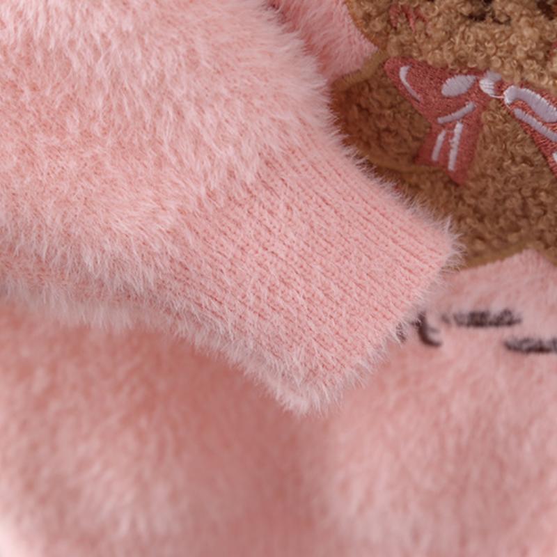 Child Sweater Autumn Winter Pullover Tops Girls Round Neck Sweaters Velvet Cartoon Long Sleeve Knitted Shirt