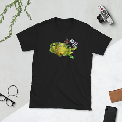 Sam and Max Hit the Road США Карта США Видеоигра Ретро Футболка унисекс с коротким рукавом