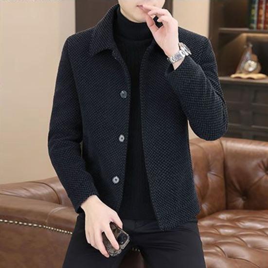 Мужское пальто с лацканами и длинным рукавом, однотонная утолщенная плюшевая подкладка, куртка, пальто, осень