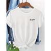 French Bichette Letter Print T-Shirt Women Heart Graphic Tee Summer Fashion Short Sleeve Crew Neck Harajuku Casual Lady Tops