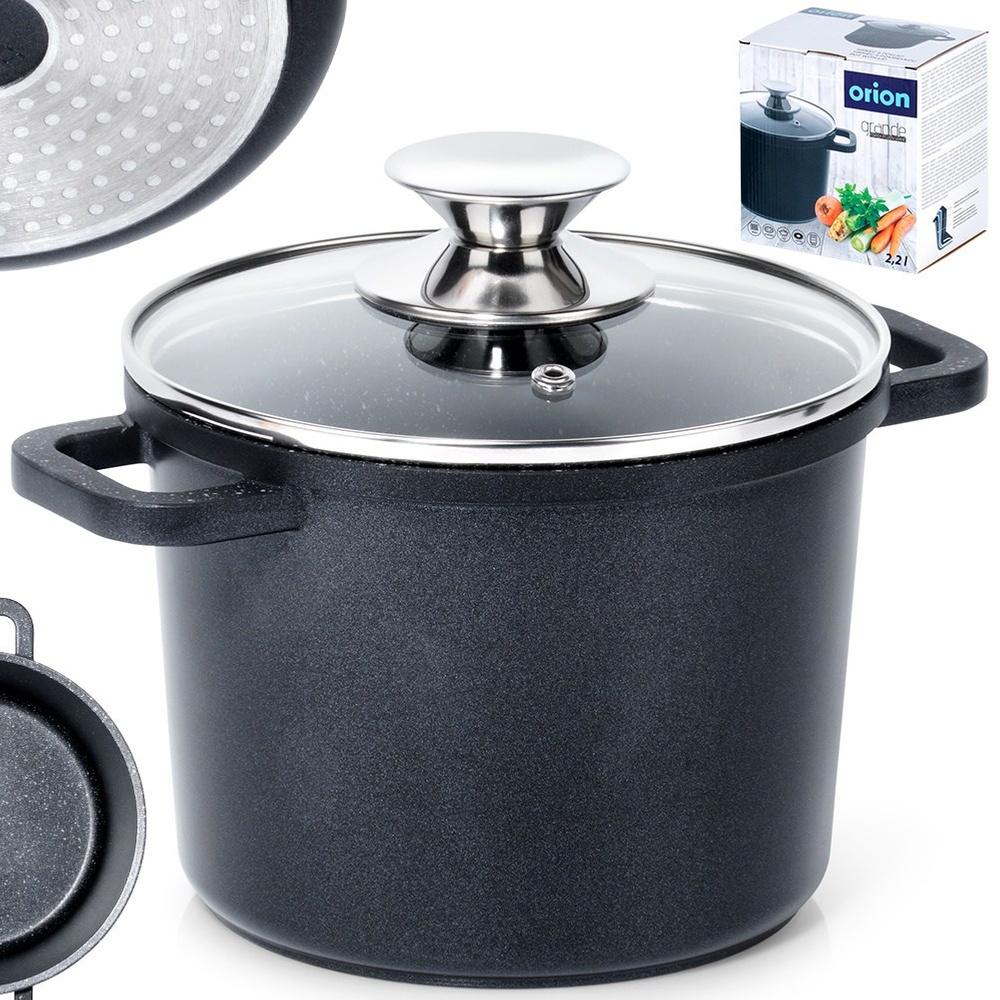 Granite High Pot with Glass Lid 2L 17cm