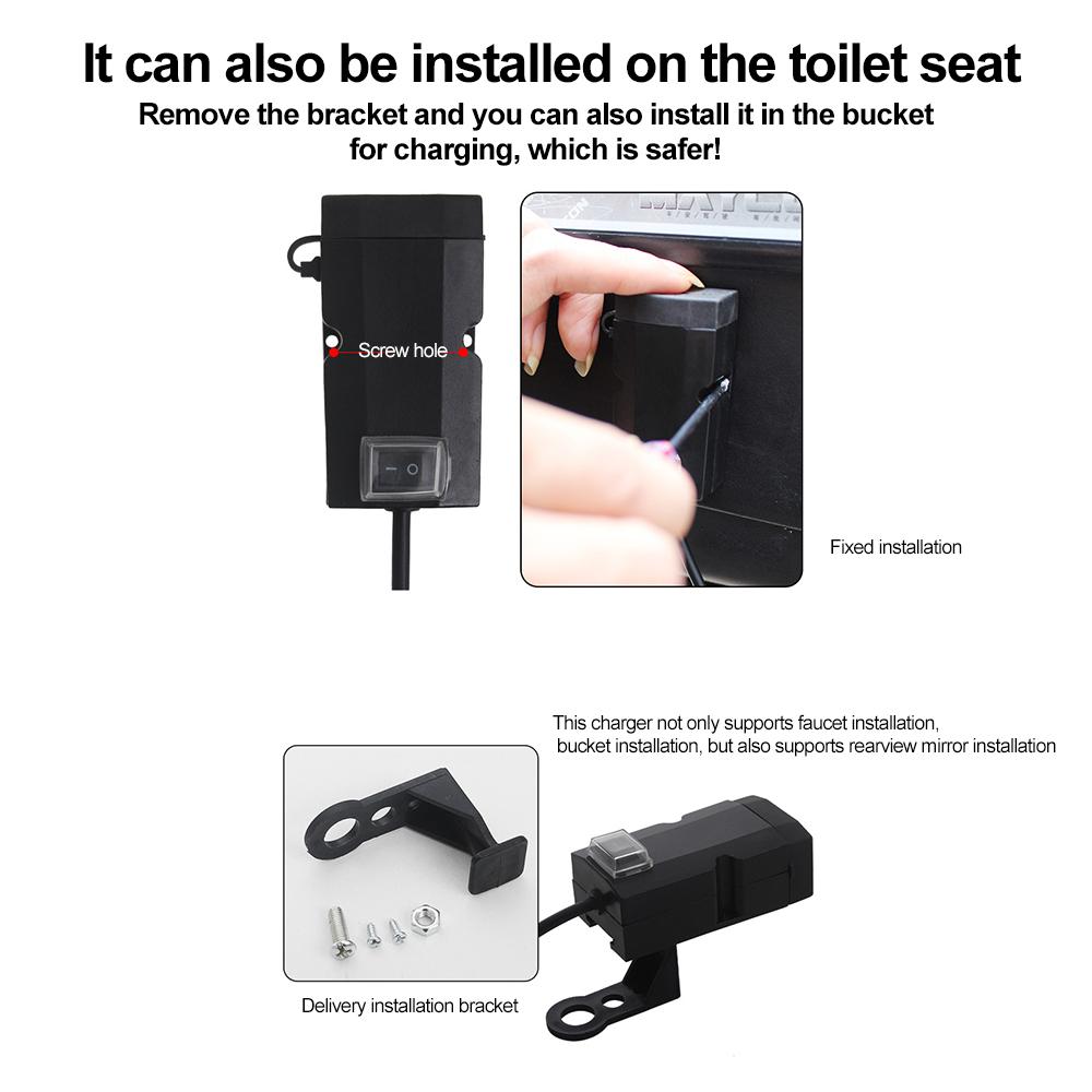 12 В-24 В USB-зарядное устройство для мотоцикла QC3.0/3.1A, двойной USB-порт, водонепроницаемый адаптер для зарядного устройства на руль мотоцикла с переключателем, аксессуары для мотоциклов