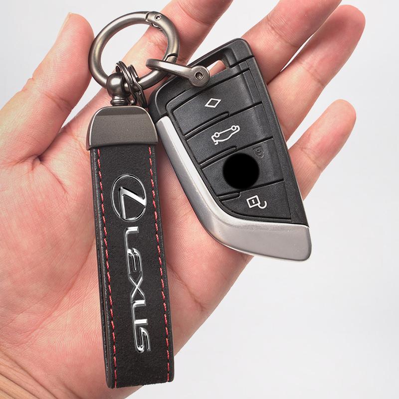Car Suede Leather Keychain Alloy Keyring Pendant Accessories For Lexus F SPORT ES RX NX LS UX LM LX GX LC RZ IS CT GS RC HS LBX HE7
