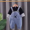 Fashionable Toddler Overalls 2-Piece Outfit for 1-Year-Old Boys, Perfect for Autumn and Spring