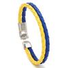 Jewelry Creative Blue Yellow Colorblock Bracelet Ukrainian Flag Color Bracelet Simple Woven Leather Bracelet