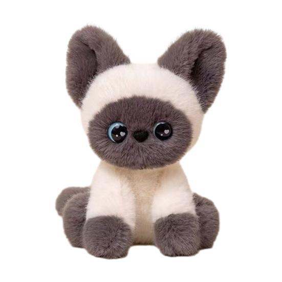 Yousheng Реалистичная кукла кошки Сиамская трехцветная кошка Плюшевая игрушка Мягкое чучело милый друг для стола и подарок для эмоциональной поддержки