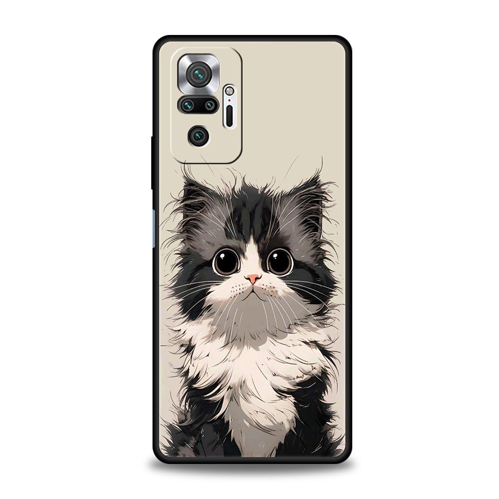Чехол для телефона 'Повседневная жизнь милых кошек' для Xiaomi Redmi Note 14 13 5G 10 11 12 Pro Plus 4G 14C 13C 12C 10C Черный