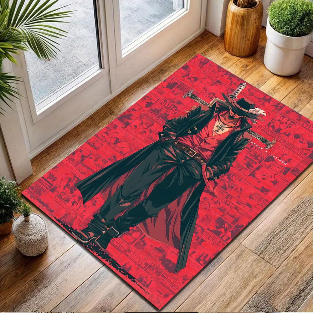 "Stylish Swordsman with Cross Necklace" Patterned carpet, non slip mat suitable for living room and bedroom sofas
