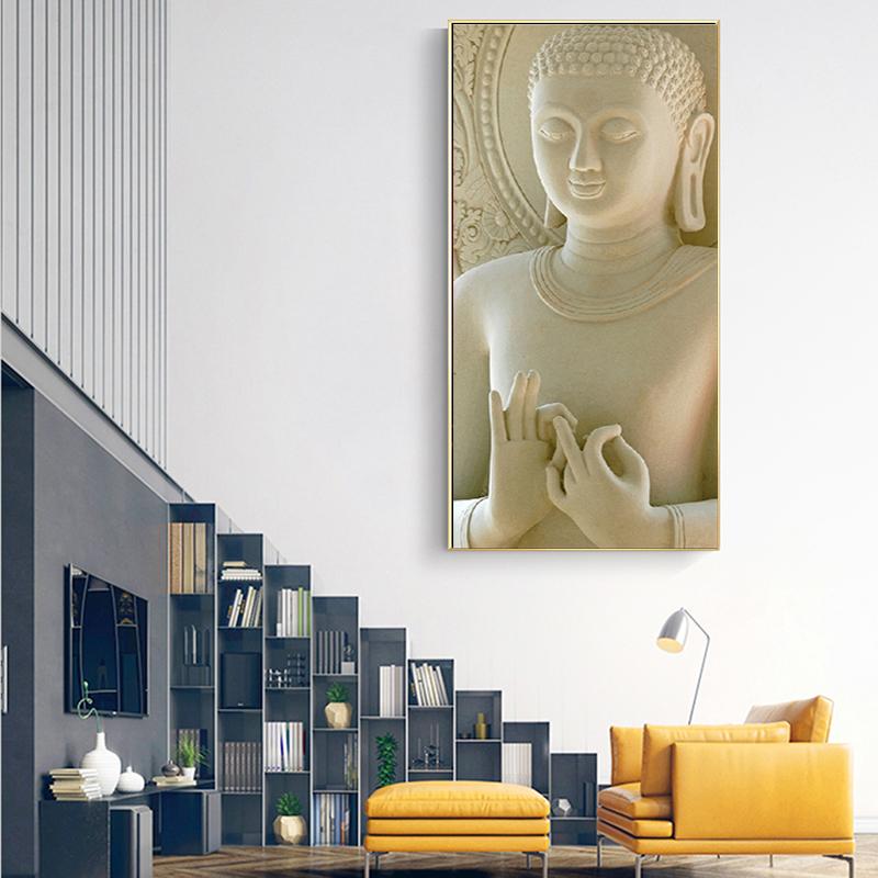 Художественное буддийское искусство, украшение для дома, фигура Будды, картина, печать на холсте, постеры, настенная картина для гостиной, рамка