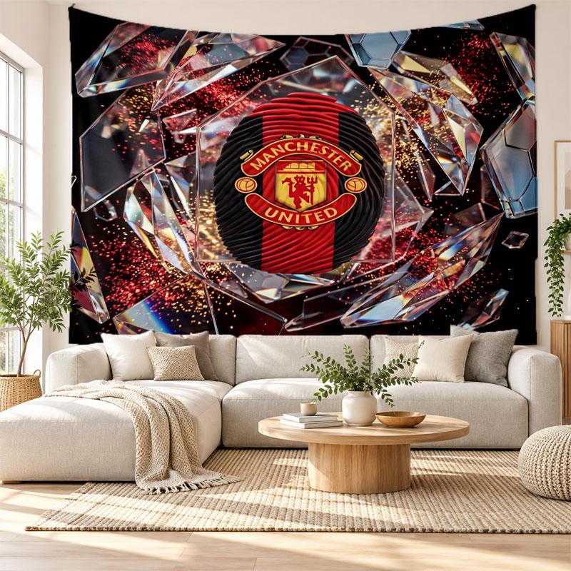 Manchester United Wall Tapestry, Soft Fabric Wall Hanging, Decorative Backdrop For Bedroom Home Wall Art