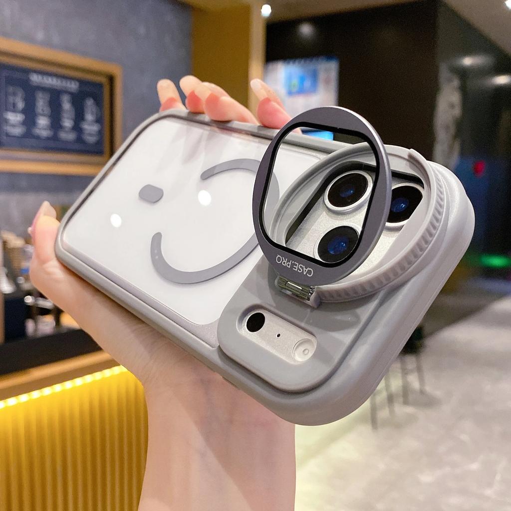 Защитный чехол-подставка со стеклянной линзой Magsafe для iPhone 16 15 14 Plus 13 12 17 Pro Max Air, магнитный, матовый, бронированный, ударопрочный