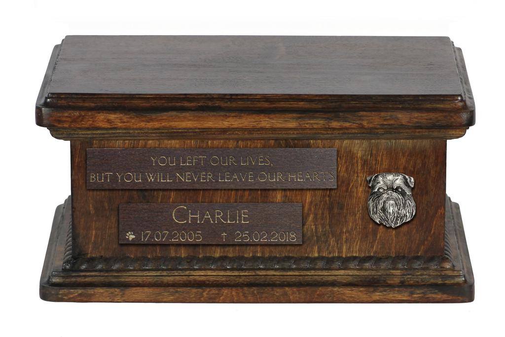 Griffon Bruxellois, Brussels Griffon – Wooden urn for dog ashes, personalized urn with engraving | Art-Dog