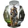 Spring Autumn Men's Zipper Hoodie Sweatshirts 3D Animal Lion Beast Printing Hooded Pullover Fashion Jacket Casual Sportswear