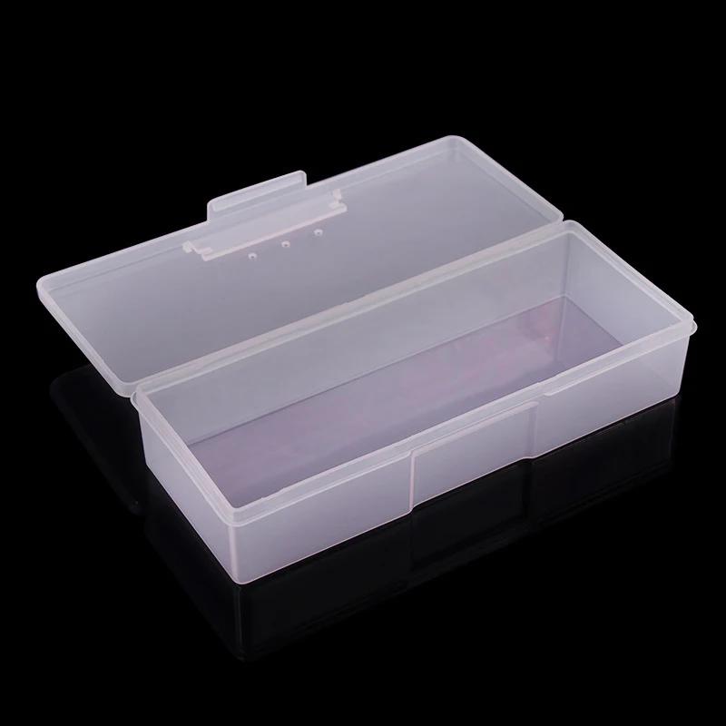 Nail Art Rectangle Plastic Storage Box Rhinestone Brush Pen Buffer Grinding Files Container Case Nail Art Equipment Tool