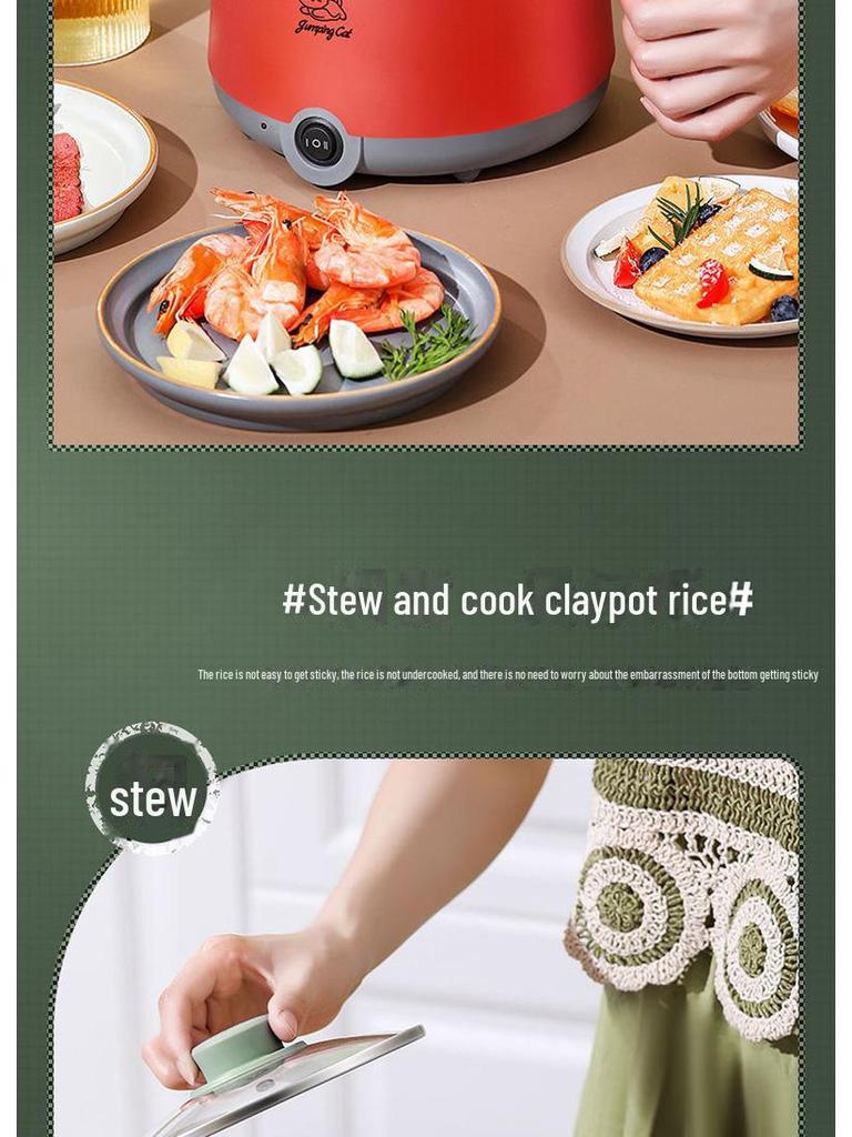 Компактная многофункциональная электрическая кастрюля для общежитий - антипригарная мини-плитка для студенческих обедов и лапши