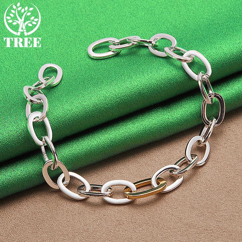 8-Inch 925 Sterling Silver O-Shape Chain Bracelet For Men Women Fashion Trendy Jewelry Birthday Christmas Party Gift Accessories