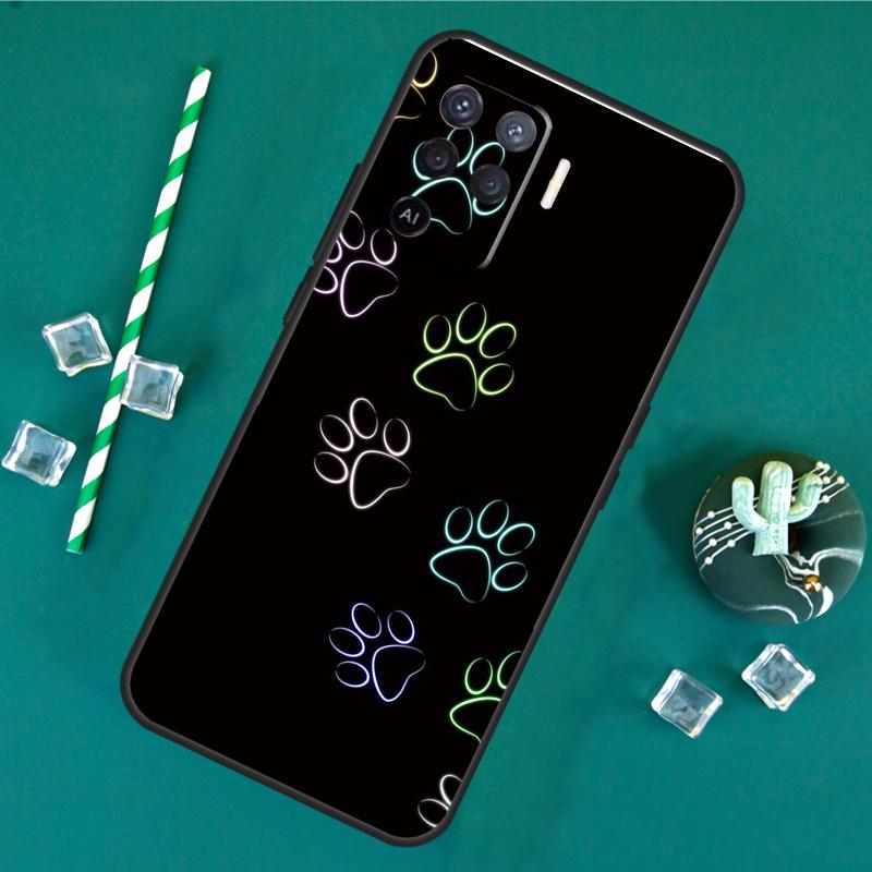 Чехол с лапкой собаки и кошки для Oppo A40 A60 A80 A16 A76 A96 A18 A38 A58 A78 A98 A91 A15 A17 A74 A94 A54 A57S