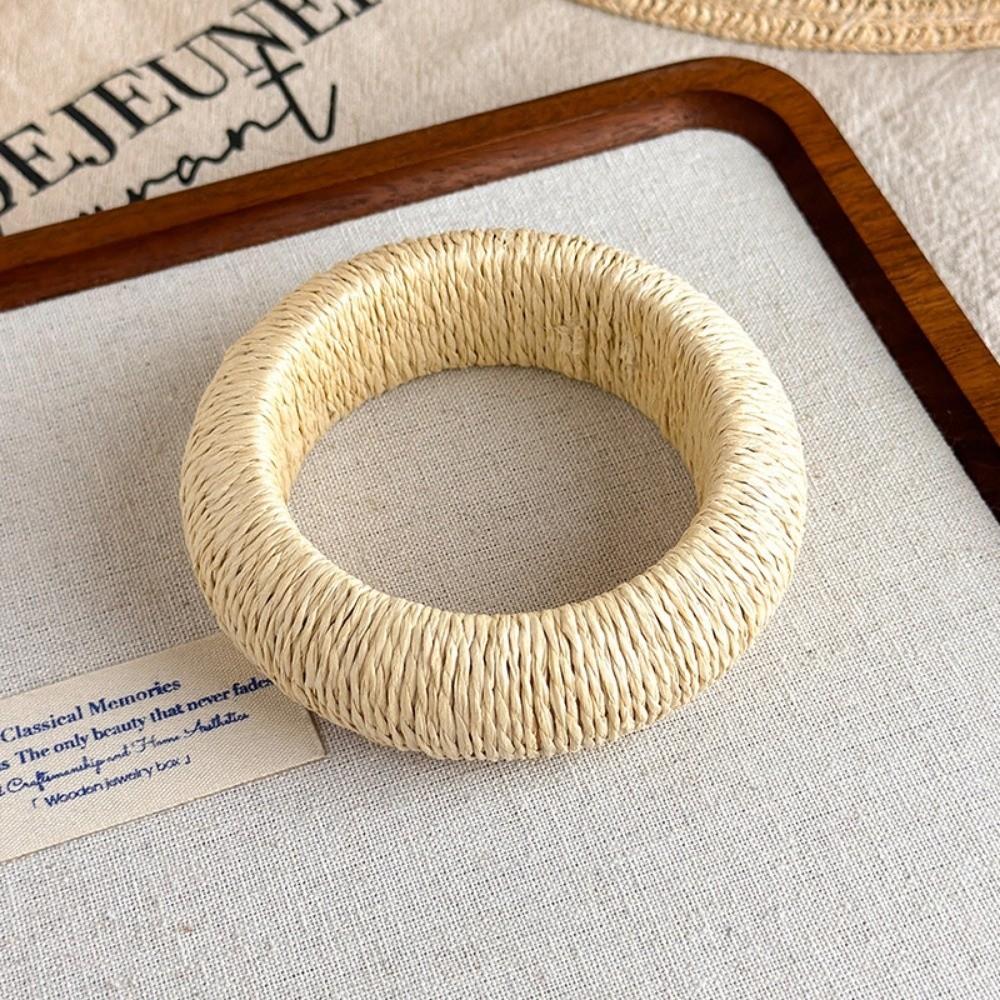 Bohemian Round Woven Bangles Wide Wrist Bangles New Straw Braid Bracelet Gifts