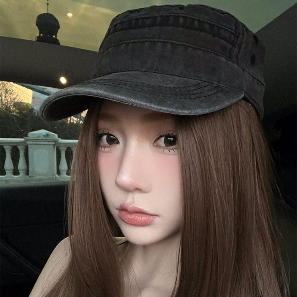 Vintage Flat Top Hat Y2k Peaked Cap Retro Visor Hat Outdoor