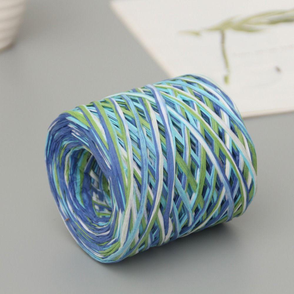 200m/Roll Raffia Paper Rope Multicolor Crochet Yarn High Quality Hand-woven Rope Gift Wrapping
