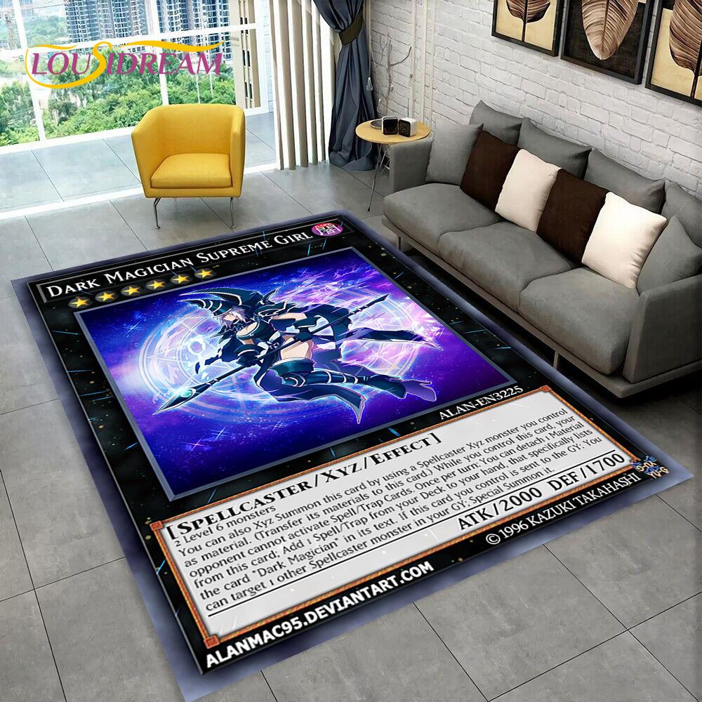 Monster Gold Card Cartoon Yu-Gi-Oh Anime Blue Eyes Dragon Game Carpet Rug for Bedroom Living Room Home Sofa Decoration, Коврик для пола