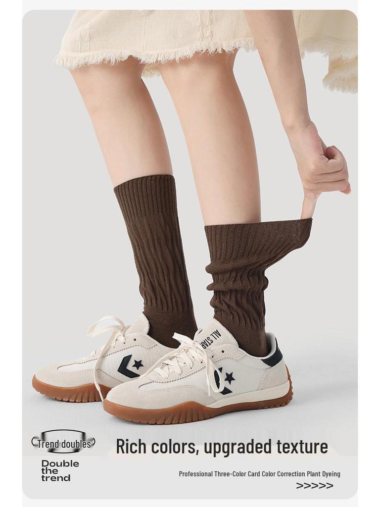 Женские однотонные гольфы до середины икры в стиле Ренессанс - Универсальный тонкий стиль для весны и осени