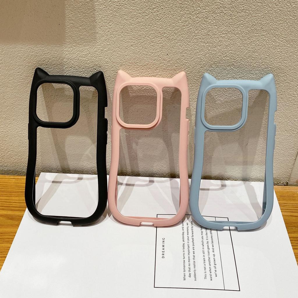 Милый 3D Чехол для телефона с ушками кошки Для iPhone Air 17 E 16 Plus 15 14 13 12 11 Pro Max X XS XR 7 8 SE 2022 2020 17E 16E Ударопрочный Матовый Прозрачный Задний Чехол