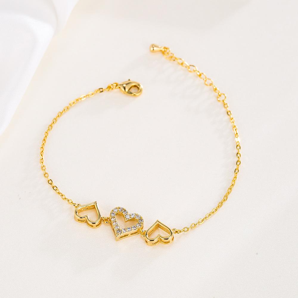 Браслет с двойным сердцем, женские украшения, новые аксессуары, браслет с персиковым сердцем