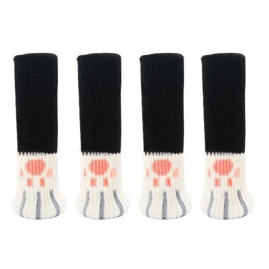 4 шт. Накладки на ножки стула Мультяшный узор лапки Эластичная вязка Защита пола стула Деревянные, плиточные, мраморные полы Без царапин Нескользящие Накладки на ножки стула