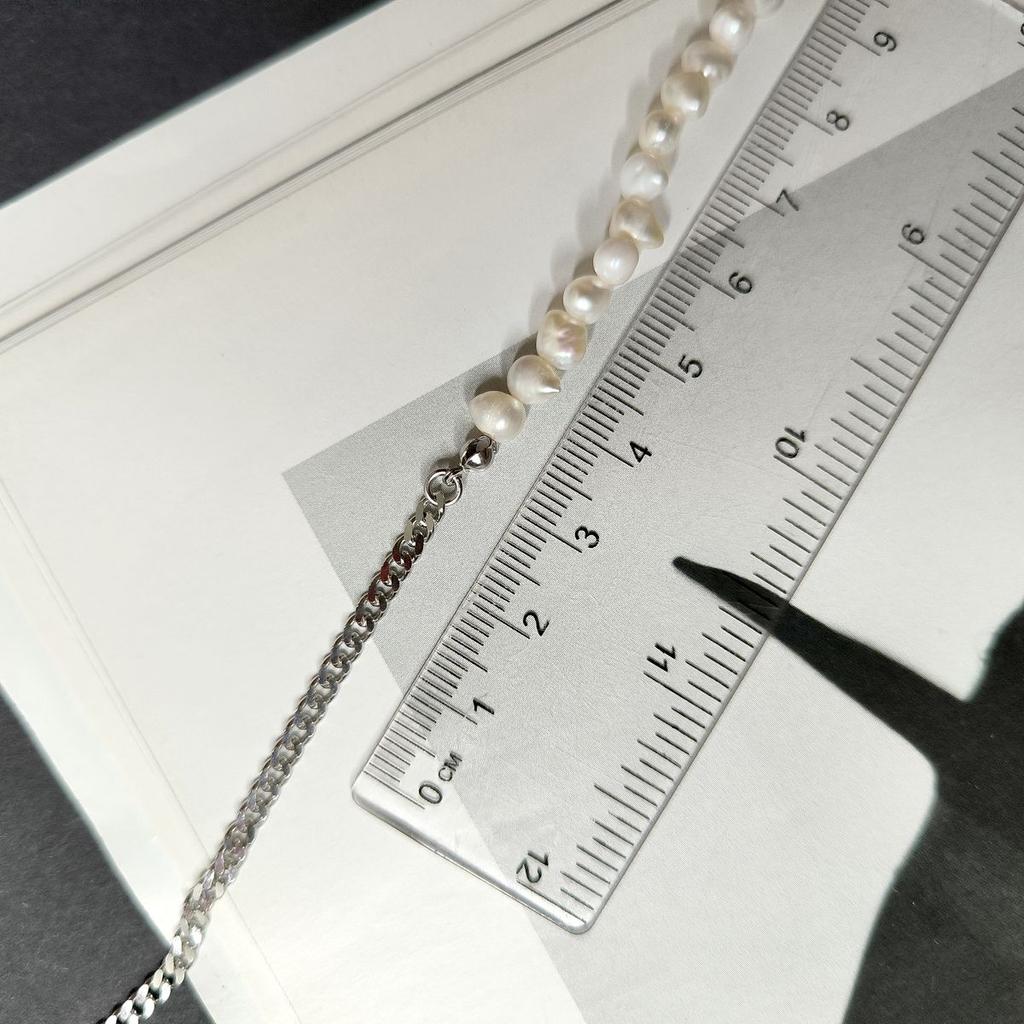 Серебряный браслет с натуральным жемчугом барочным, вес изделия 4,37 гр (2174981)