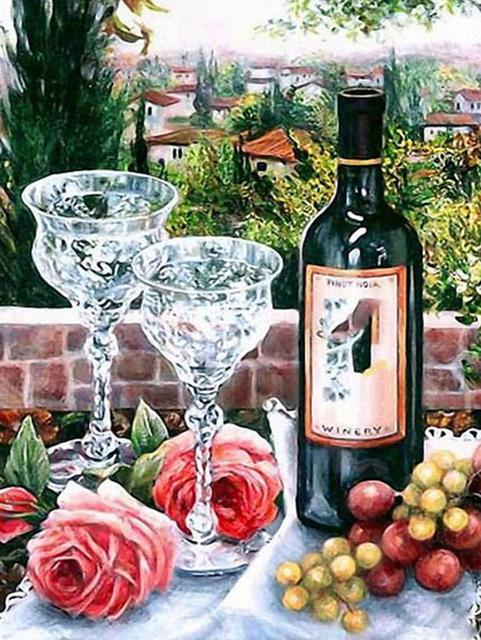 5D DIY Полный дрель Алмазная картина Фрукты серии Бутылка красного вина Алмазная мозаика Пейзаж Вышивка крестиком Наборы домашнего декора